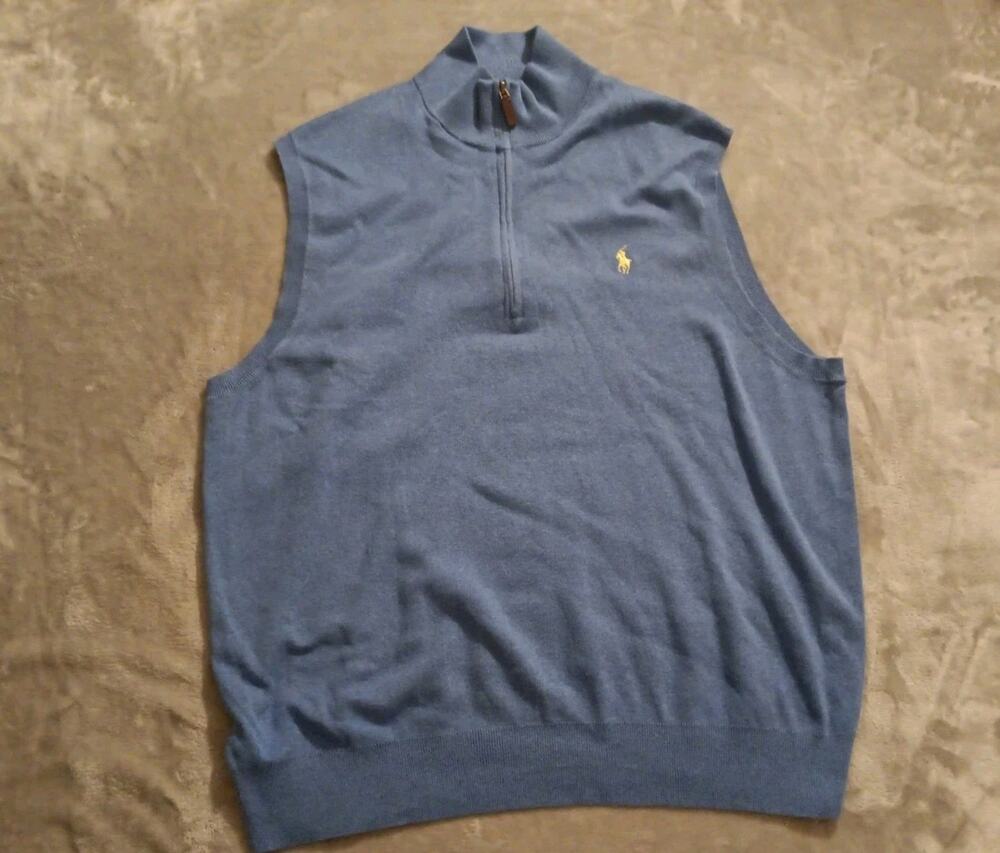 Polo Ralph Lauren 1/4 Zip Sweater Vest Mens XL 100% Pima Cotton
